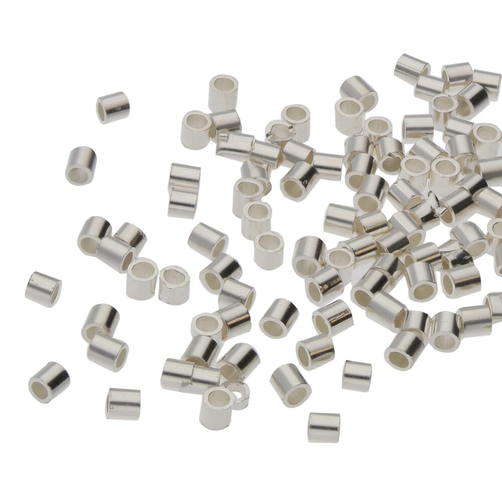 5076 Bead Elements Tube Crimp Beads, 2 x 2mm, 100 per Glass Vial, Box of 10